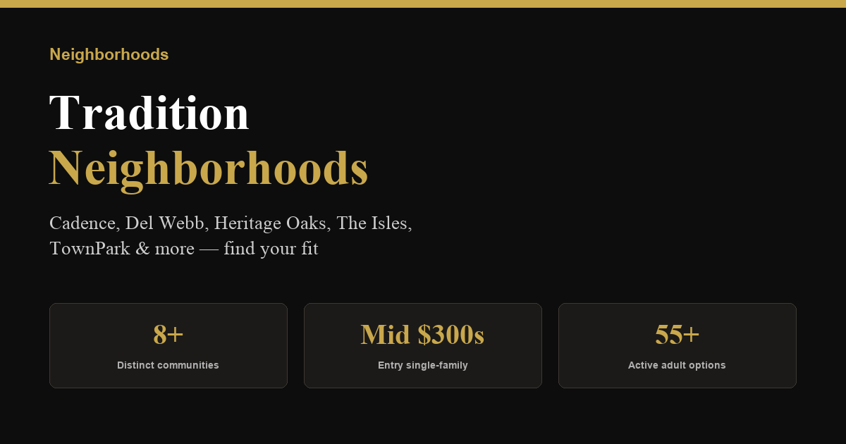 All Tradition Neighborhoods &amp; Prices