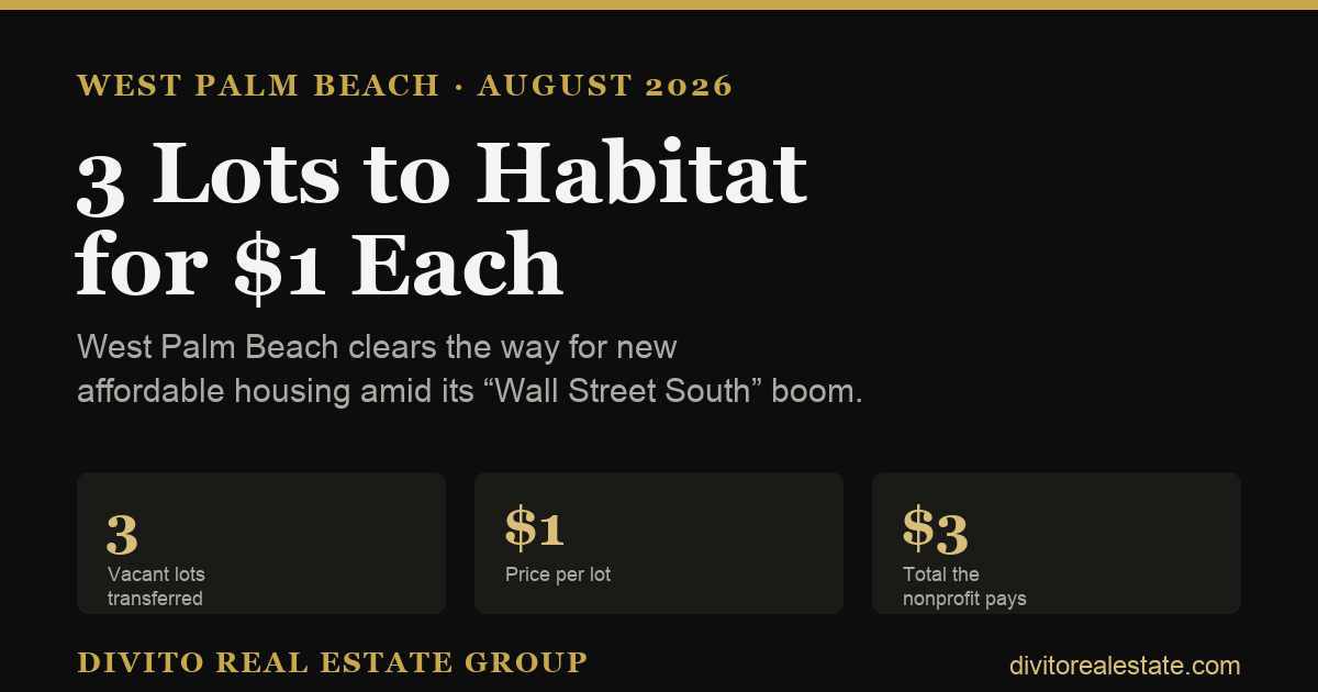 West Palm Beach Transfers 3 Lots to Habitat